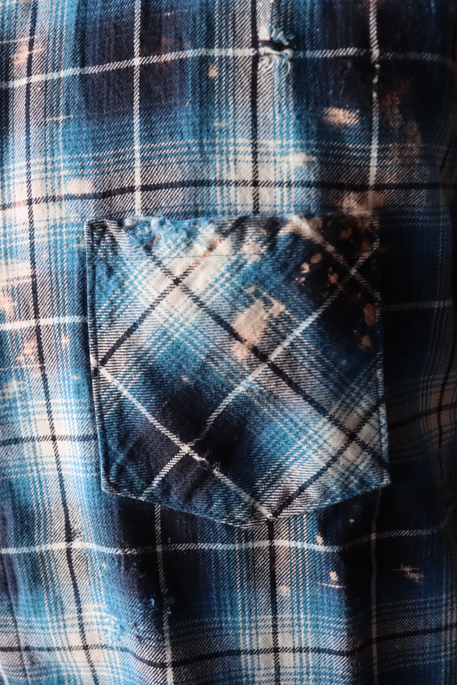 RAFUラフ 24SS Bleached & Damaged shirt(RAFU037)BLUE