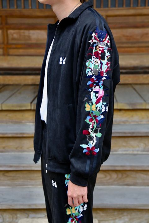 doublet CHAOS EMBROIDERY SUEDE TRACK JACKET"BLACK"style.2020.8.8.