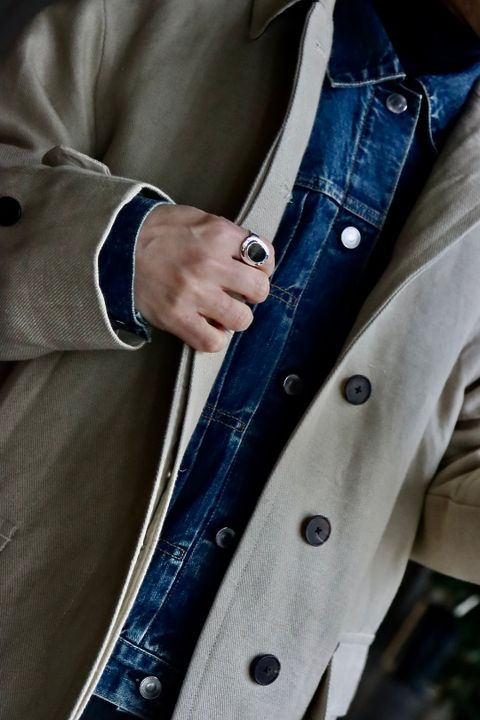 A.PRESSE Linen Half Coatスタイル