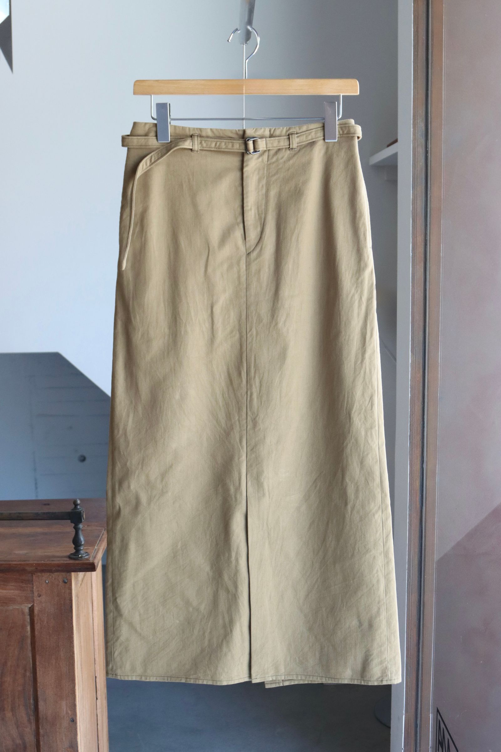 blurhms Women's 25FW Cotton Serge Belted Skirt(BHSW25F7)KhakiBeige