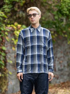BOW WOW 26FW CHECK RAYON SHIRT(BWU-CRS)BLUE×BLACK×GRAY☆8月29日(土)11:00発売！