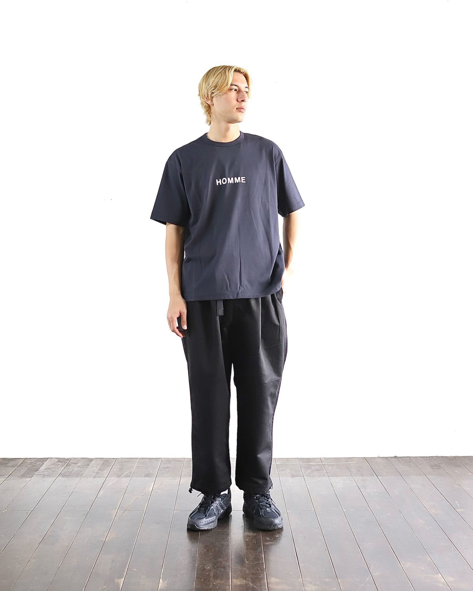 コムデギャルソンオム 24SS ロゴプリントTシャツ(NAVY) style 2024.4.5