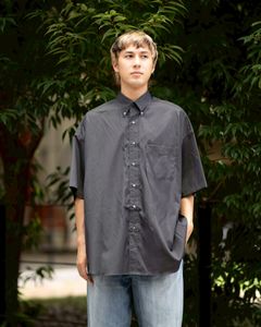 グラフペーパー Easy Care Poplin S/S Oversized B.D Shirt(GM263-50621)GRAY☆7月11日(土)発売！