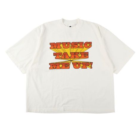 イズネスミュージック MUSIC TAKE ME UP T-SHIRT(IMP5_01_MUSIC T.M.U.T01)WHITE