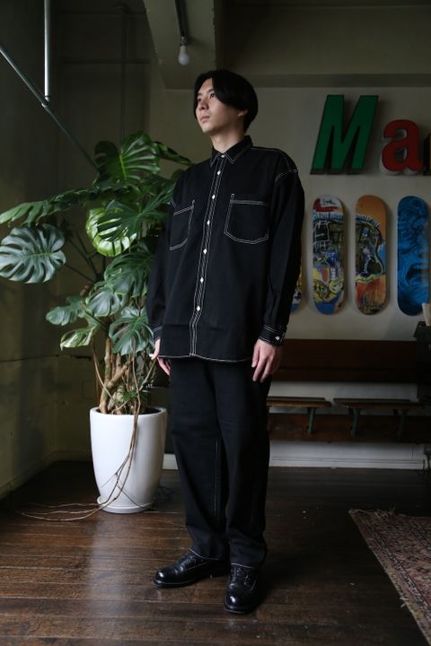 Graphpaper Denime Regular Collar Shirt (GM213-50077B) style.2021.8.22