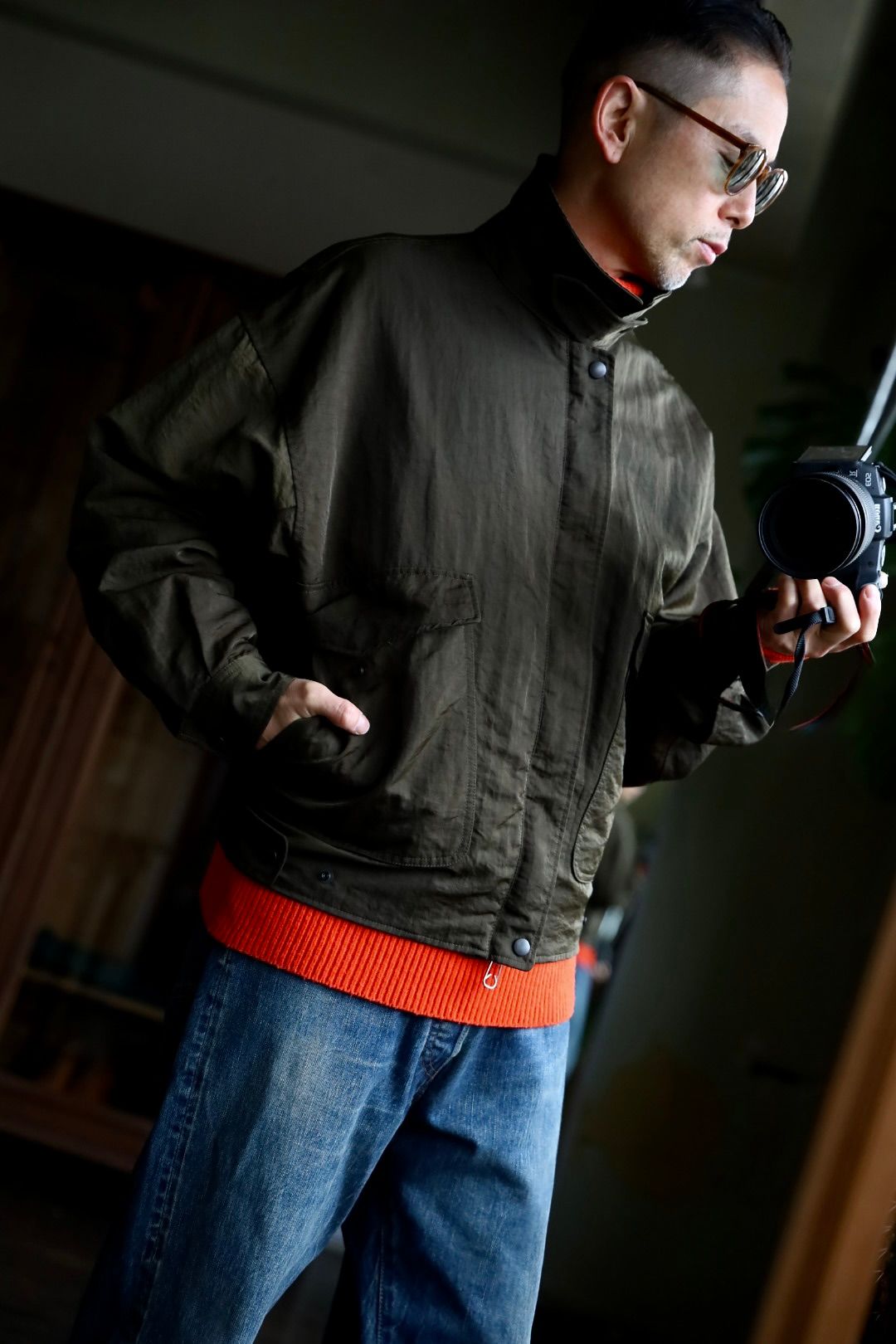 YOKE NYLON BOMBER JACKET"KHAKI"スタイル