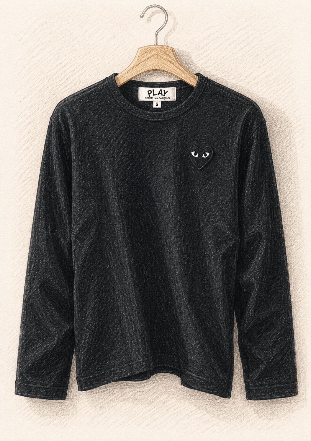 PLAYプレイコムデギャルソン ワンポイントロングスリーブTシャツ(BLACK×BLACK HEART)☆新作発売！