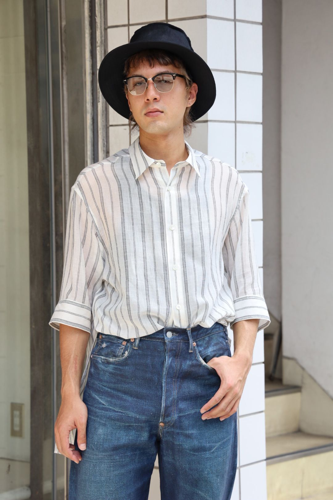 Yohji Yamamoto シアーストライプ レギュラーカラーシャツ PICKUP STYLE!