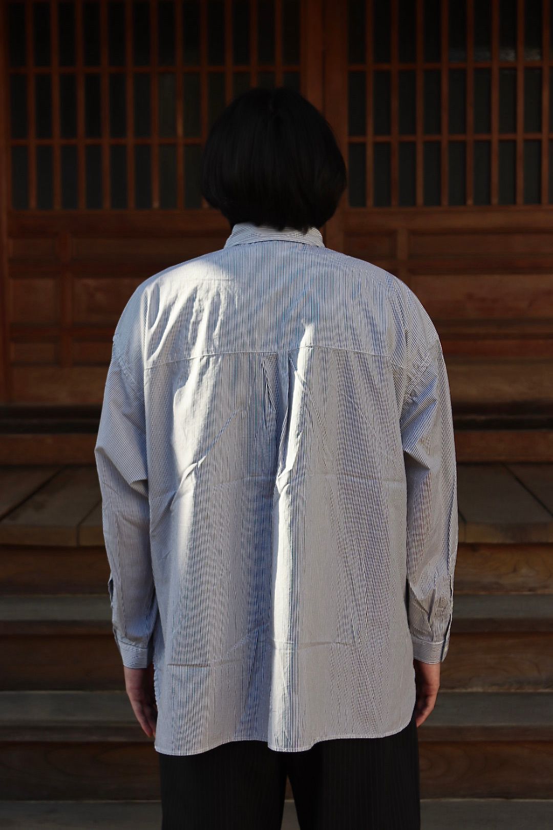 FreshService CORPORATE STRIPE REGULAR COLLAR SHIRT"WHITE×BLACK"style.