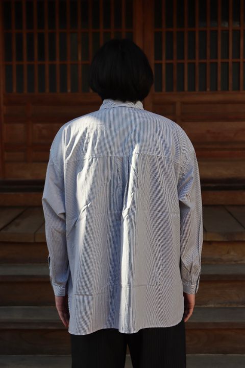 FreshService CORPORATE STRIPE REGULAR COLLAR SHIRT"WHITE×BLACK"style.