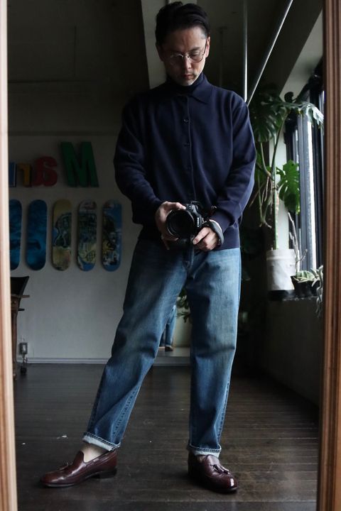 A.PRESSE アプレッセ23SS Cotton Knit Polo Collar Cardiganスタイル