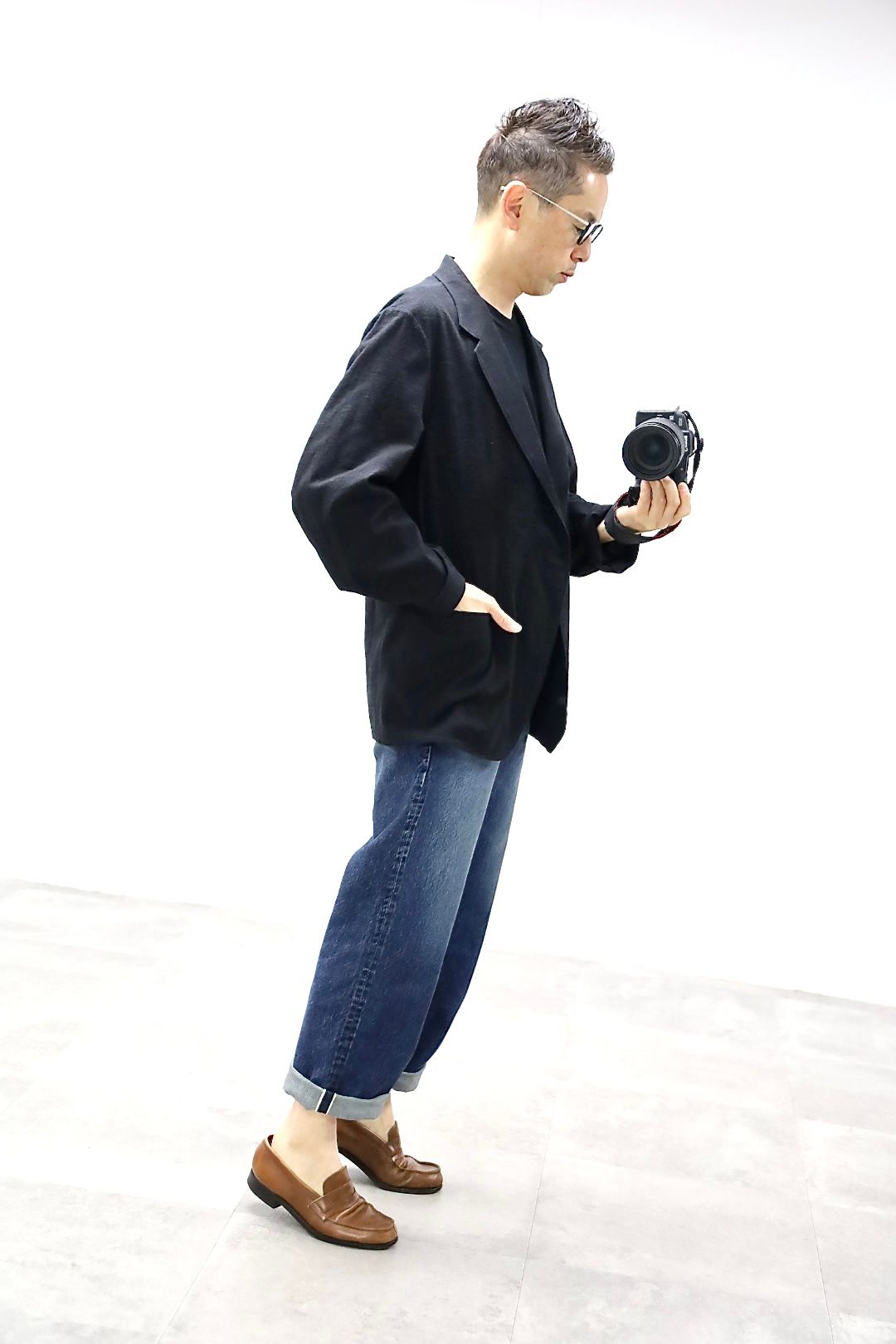 blurhms ブラームス 26SS Silk/Cotton Nep Cardigan Jacket(BHS26S019)Black