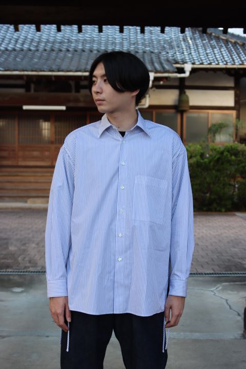 YOKE THOMAS MASON STRIPED PIPING SHIRT"WHITE"style.