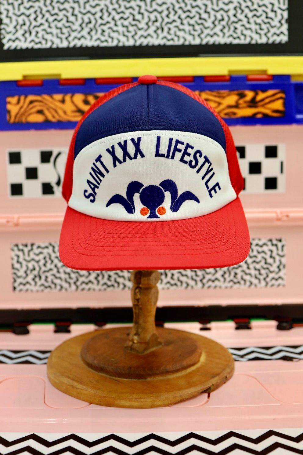 セントマイケル 26AW LIFE STYLE_MESH CAP(SM-MK1-0000-077)NAVY/RED☆7月6日(月)発売！