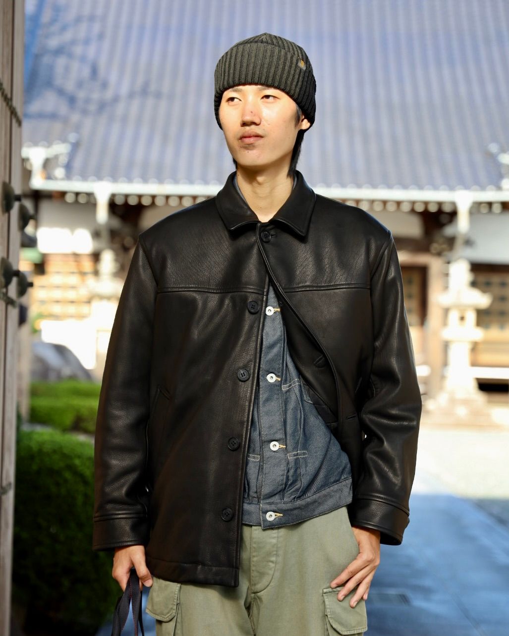COMME des GARCONS HOMME 2WAYキルティングTOTE BAG x ディアスキンレザーカーコート