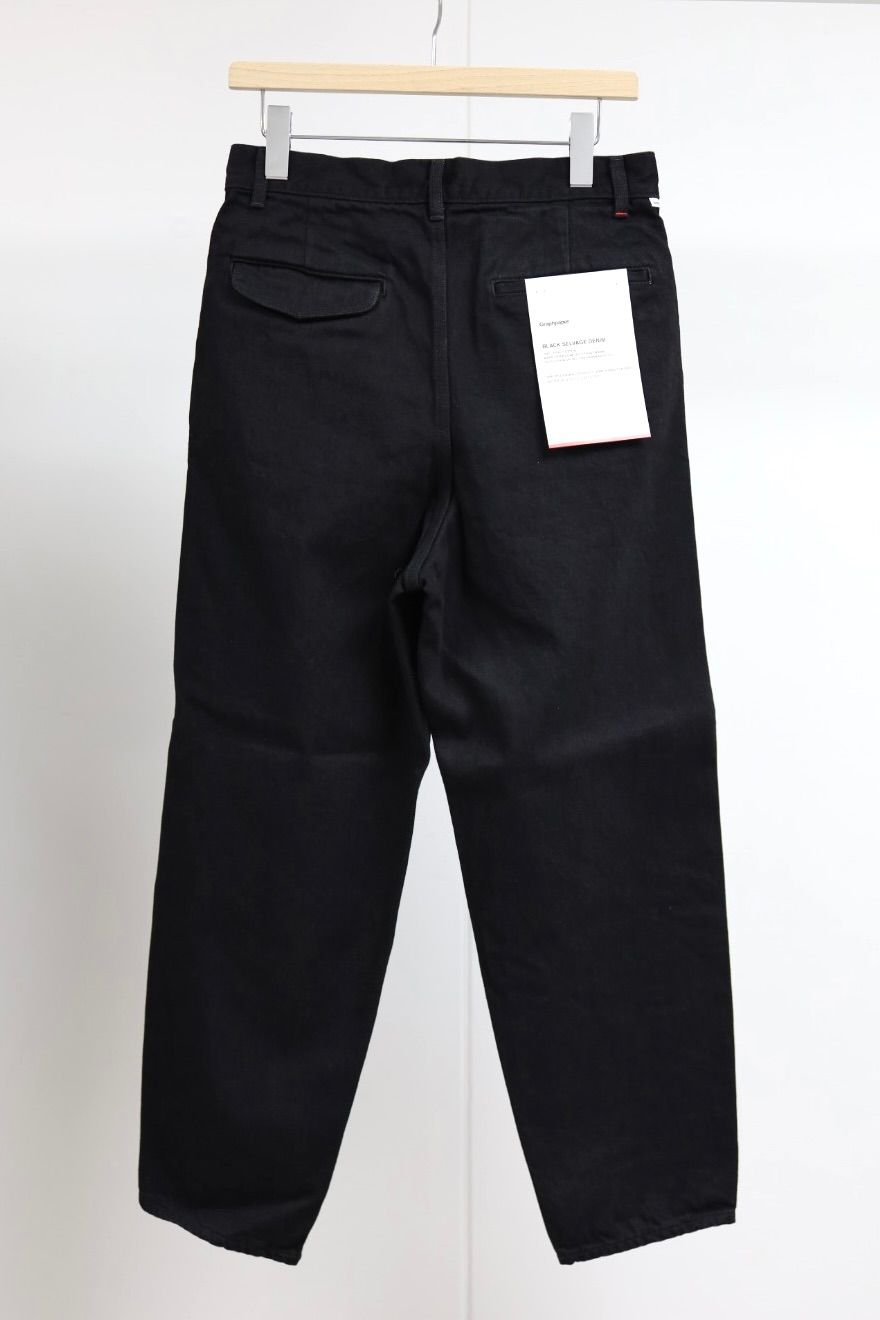 グラフペーパー Selvage Denim Two Tuck Tapered Pants(GU261-40060RB)BLACK_WASHED★1月24日(土)発売！