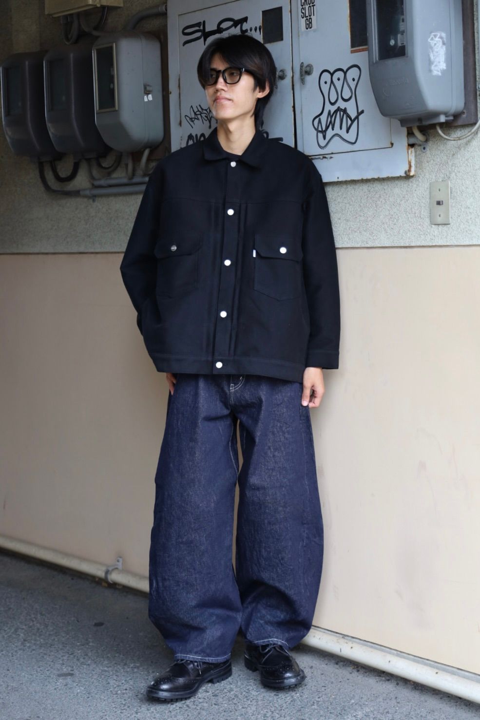 グラフペーパー Cotton Double Serge Jacket(GM263-20450)BLACK