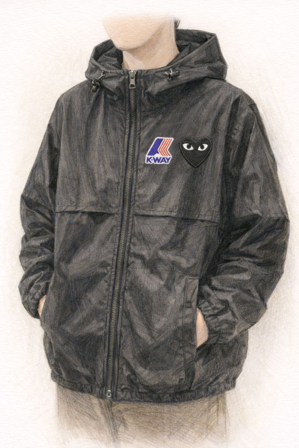 プレイコムデギャルソン K-WAYコラボ FULL ZIP HOODIE(BLACK)