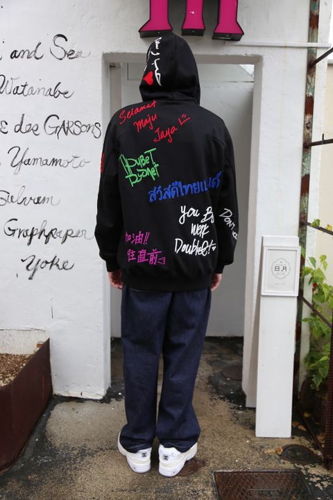 doublet MESSAGE EMBROIDERY HOODIE"BLACK"style.2020.9.12.