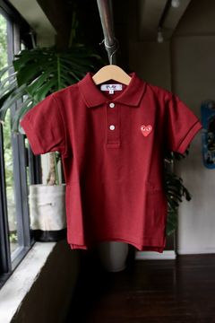 PLAYプレイコムデギャルソン キッズ ポロシャツ(REDハート)BURGUNDY*KID'S