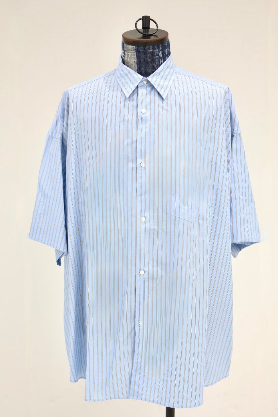 グラフペーパー SIDOGRAS S/S Oversized Regular Collar ShirtGM262-50029)SAX STRIPE☆6月6日(土)発売！