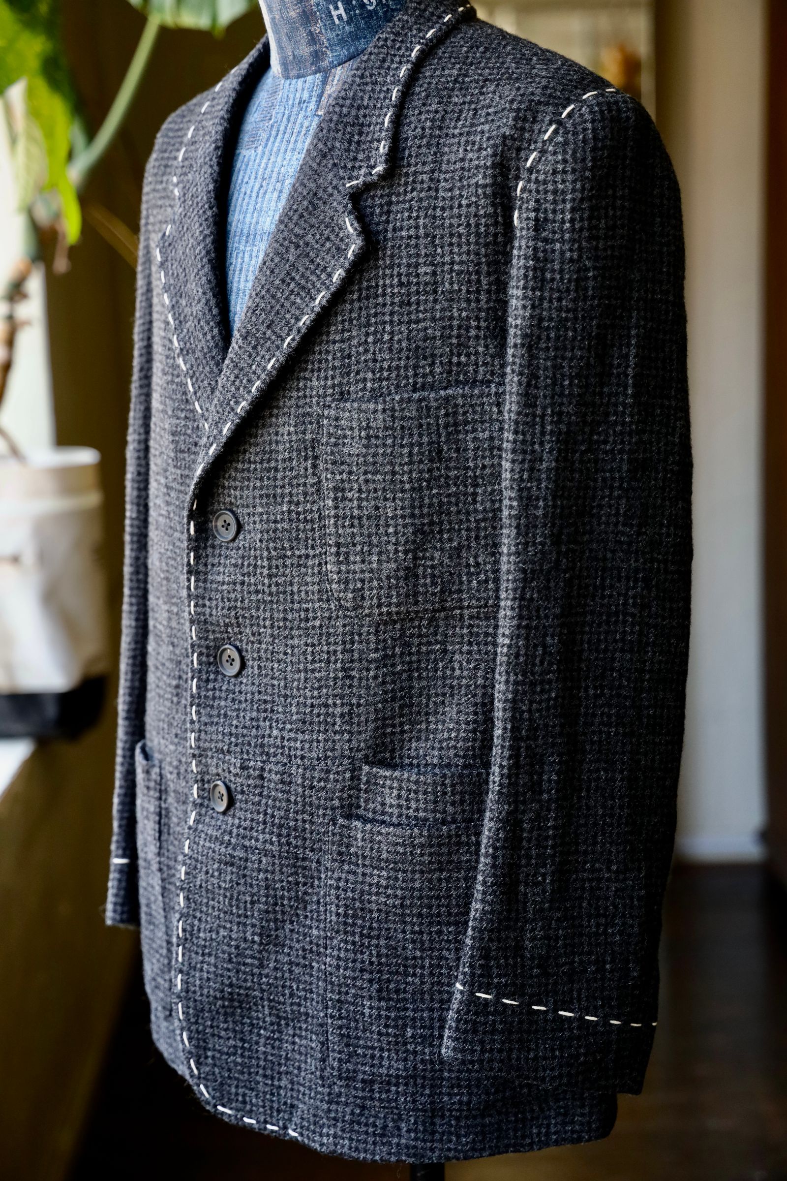 ワイズフォーメンY's for men 25AW HOUNDSTOOTH STITCH JACKET (ML-J13-106)BLACK
