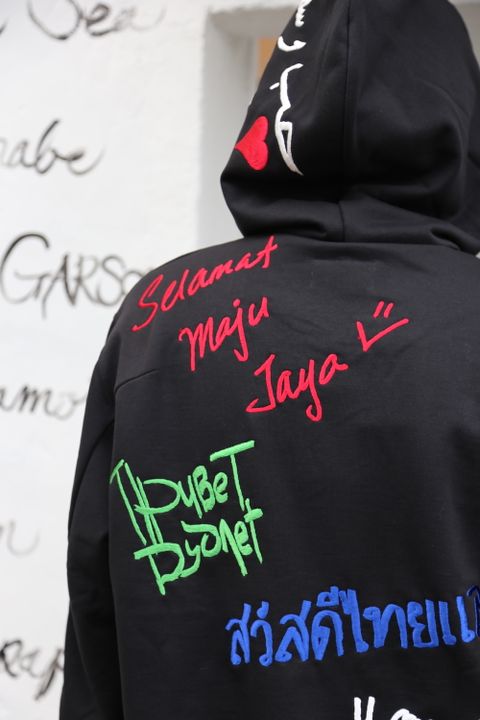 doublet MESSAGE EMBROIDERY HOODIE"BLACK"style.2020.9.12.