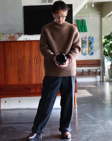 A.PRESSE Fisherman Pullover Sweater BROWN style.2021.9.18.