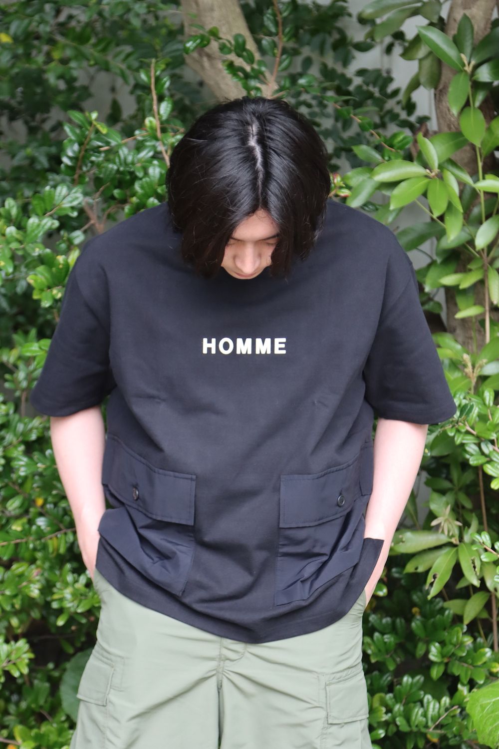 COMME des GARCONS HOMME 綿度詰天竺ロゴプリントTシャツ style.2022.4