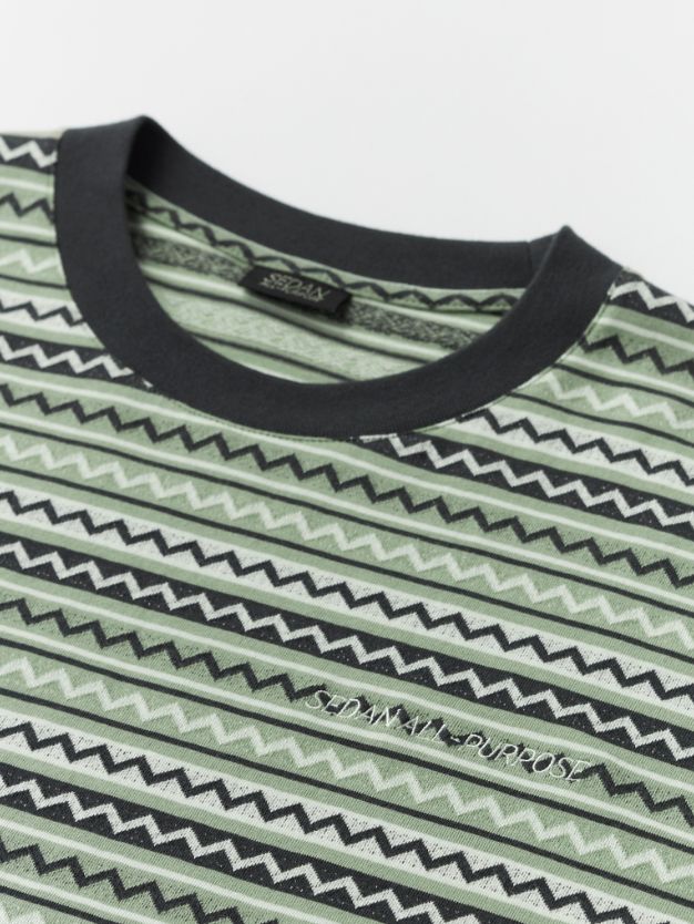 セダンオールパーパス SS24  Jaquard Striped S/S Tee(SD24S-CT07)Matcha☆4月6日(土)発売！