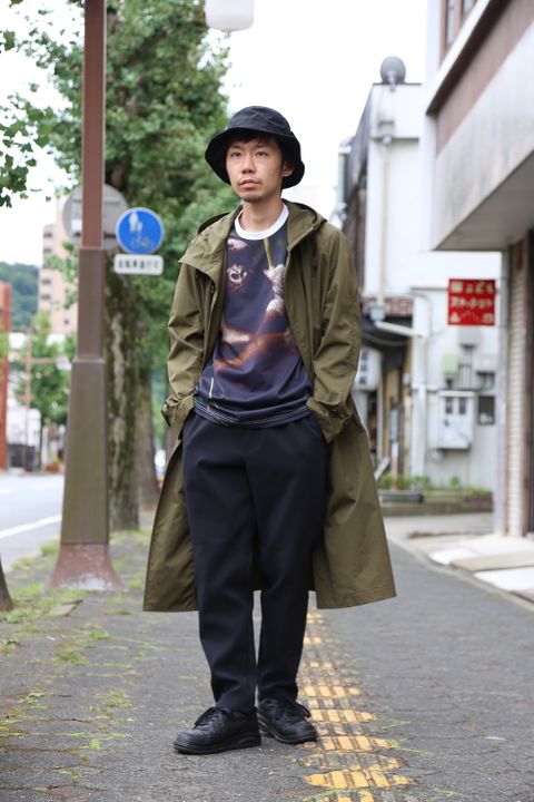 COMME des GARCONS HOMME 綿ナイロンウェザーフーデッドコート"KHAKI"Style.2020.9.7.