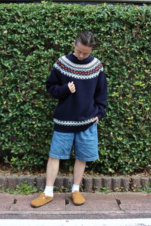 JUNYA WATANABE COMME des GARCONS MANウールジャガードニット"NAVY"style.2021.10.13.