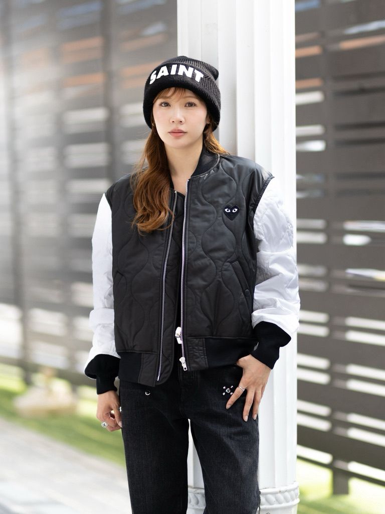 PLAY COMME des GARCONS 新作BLACKエンブレムキルティングジャケット style.2026.8.21