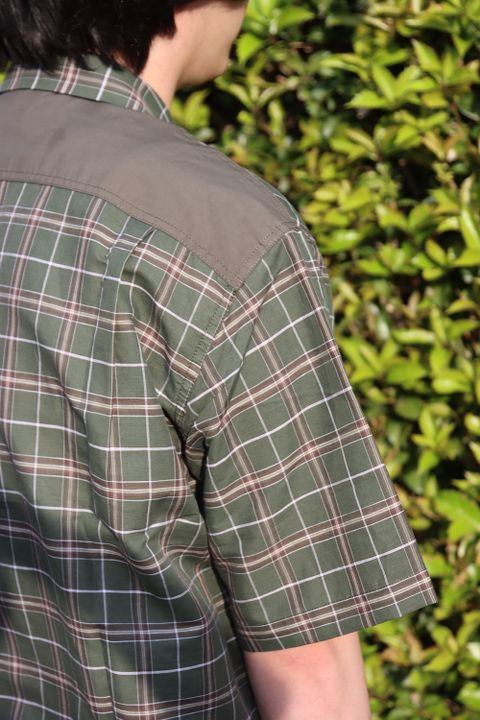 COMME des GARCONS HOMME リネン綿チェック x 綿タイプライター S/S オープンカラーシャツ style.2022.5.6