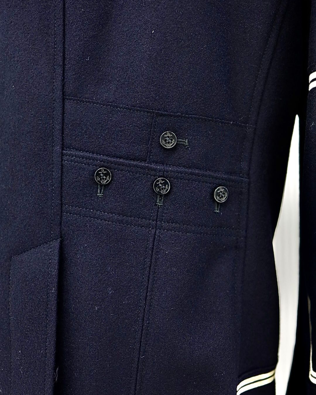 ジュンヤワタナベマン 26FW ウールナイロンメルトン NEEDLES Wネーム Pコート (WR-J105-051)NAVY☆10月2日(金)発売！