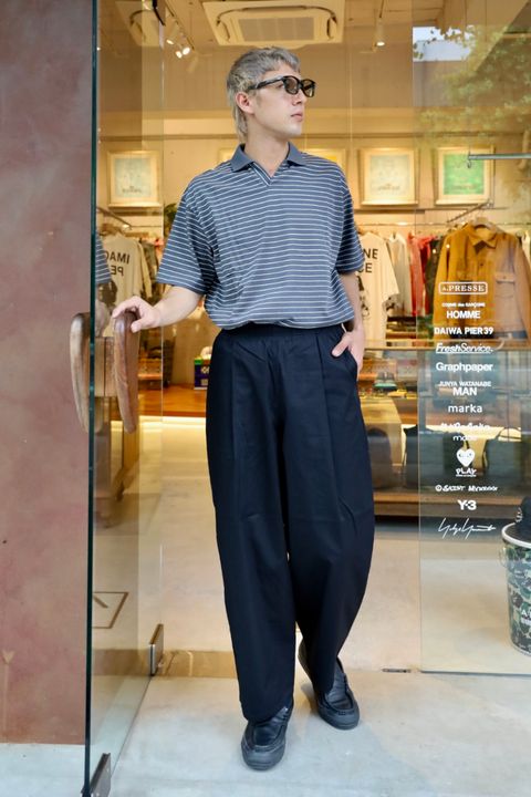 FreshService COMPACT BORDER V-NECK POLO MARKスタイル