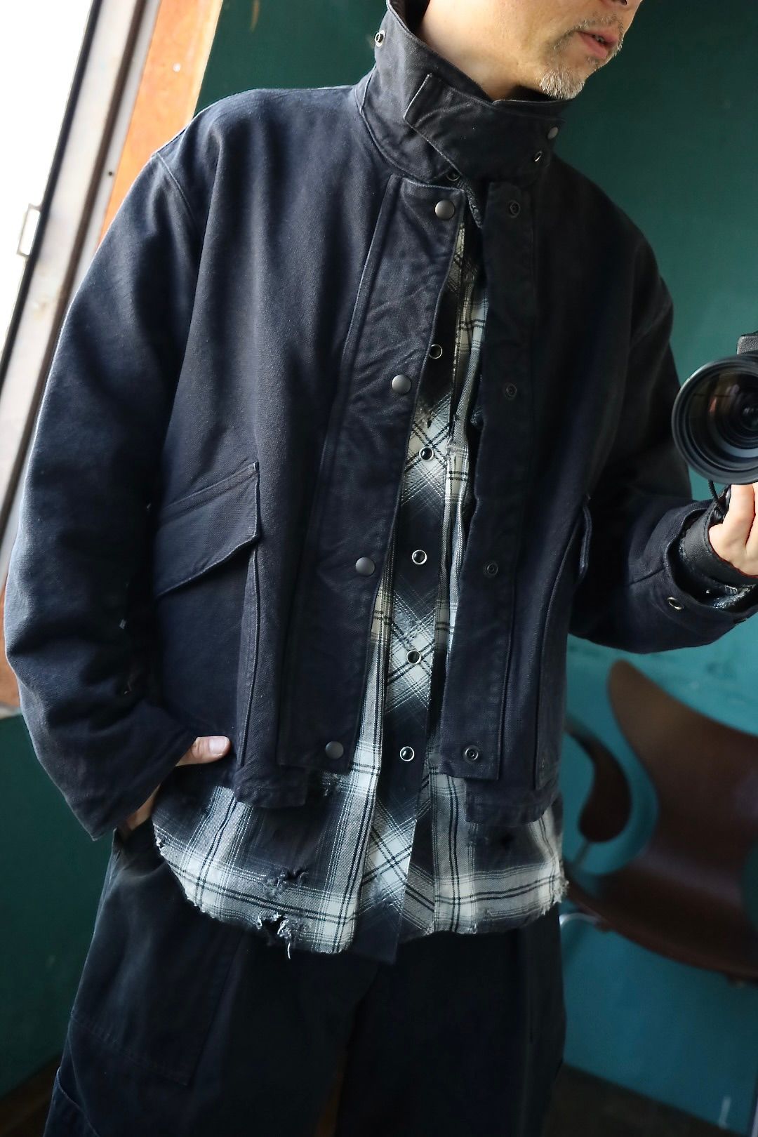 A.PRESSE 2025 STYLE2 Vintage Silk Hemp Hunting Jacketスタイル