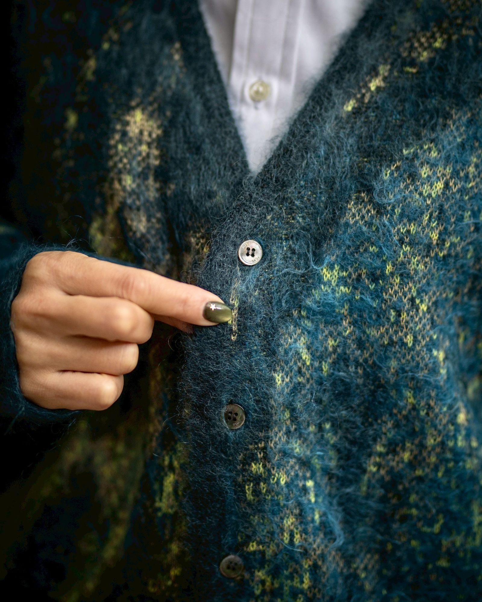 YOKE Abstract Jaquard Mohair Cardigan style 2025.11.29