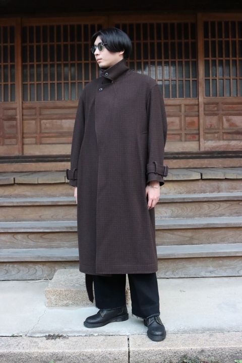 YOKE DOUBLE BREAST OVERCOAT"BROWN style"
