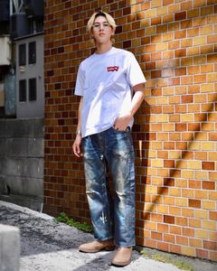 eYe JUNYA WATANABE MAN ジュンヤワタナベマン23SSLevi`sダブルネームTシャツ&ベルベルジン×Levi'sトリプルネームパンツスタイル