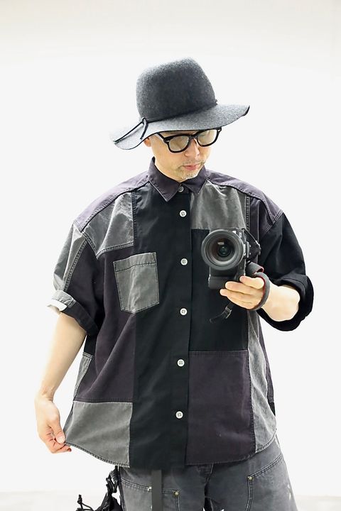 コムデギャルソンオム26SS パッチワークシャツ(HQ-B019-051)BLACK×GRAY☆4月3日(金)発売！