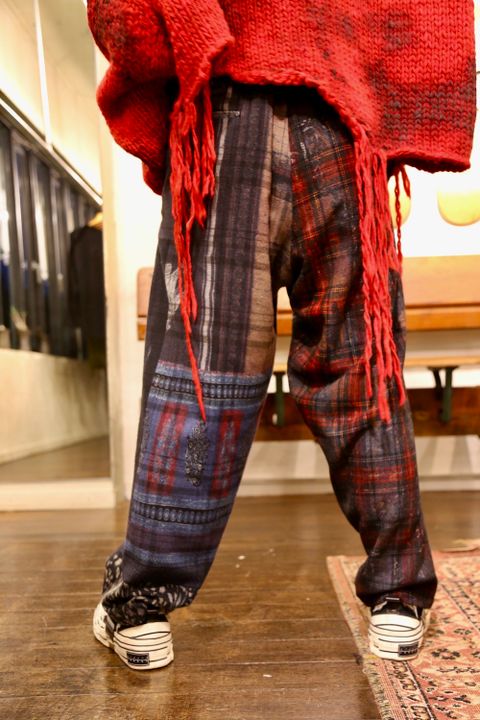 Yohji Yamamoto W-総柄中太パンツstyle.2020.10.6.