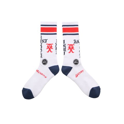セントマイケル SINNER SOCKS (SM-HR1-0000-108)WHITE/RED/BLUE★10月11日(土)発売！