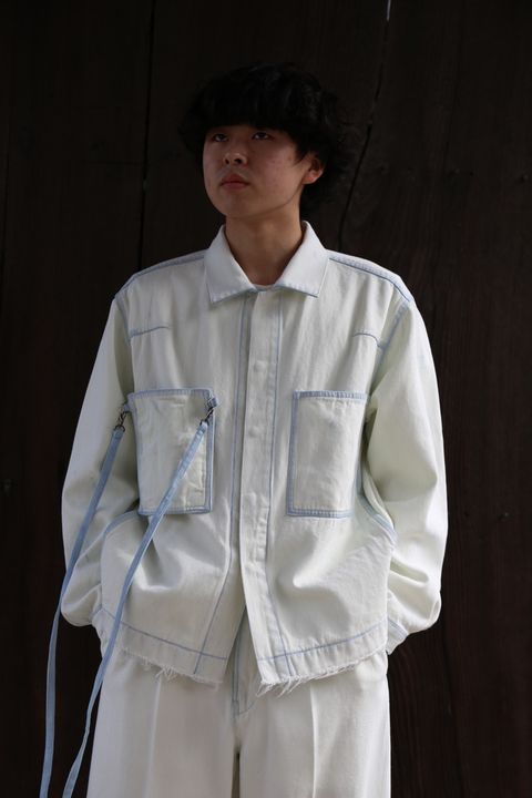 YOKE DETACHABLE POCKET DENIM JACKET&CUT-OFF WIDE-LEGGED DENIM TROUSERS style. 2021.03.27.