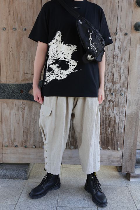 Yohji Yamamoto 半袖 コットン Tシャツ SS21 ドッグ シグネチャーロゴ(HD-T96-082)style.2021.4.13.