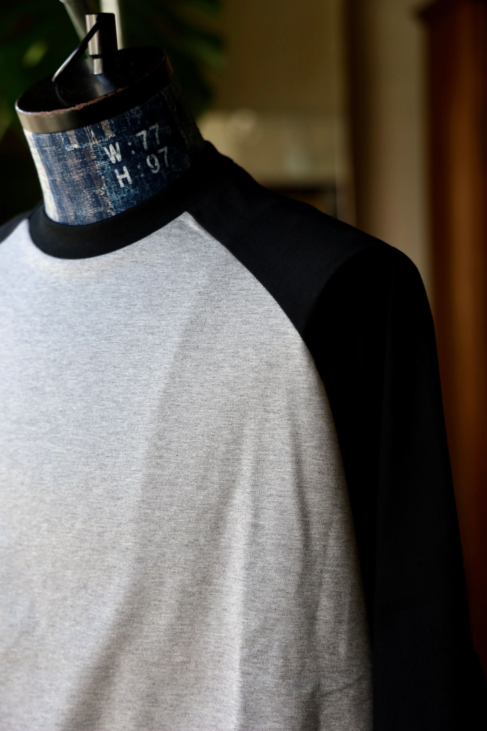 イズネス25SS BALLOON RAGLAN SLEEVE T-SHIRT(1007SSCST01)GRAY×BLACK