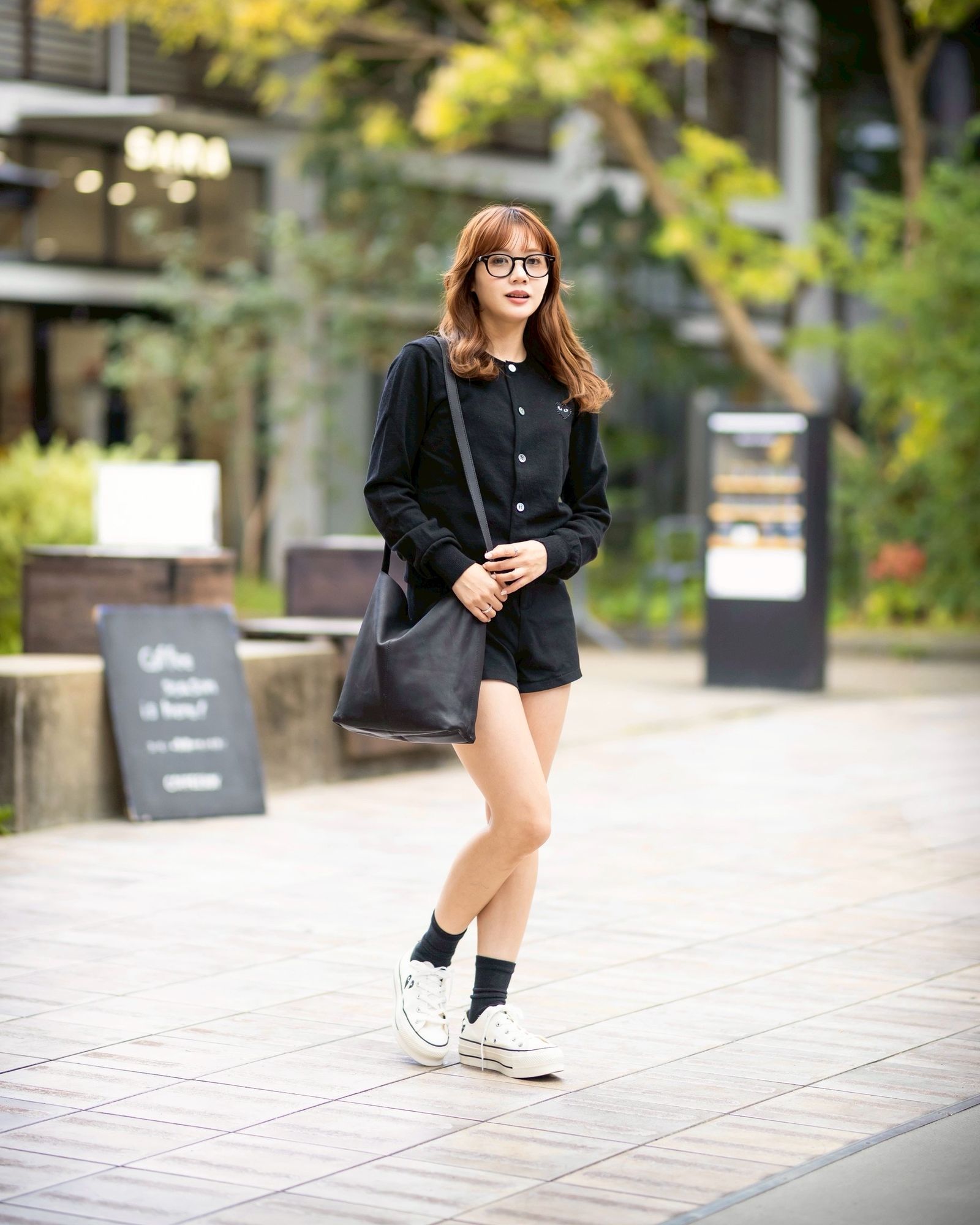 プレイコムデギャルソン ROUND NECK RHINESTONE CARDIGAN (BLACK/BLACK HEART)