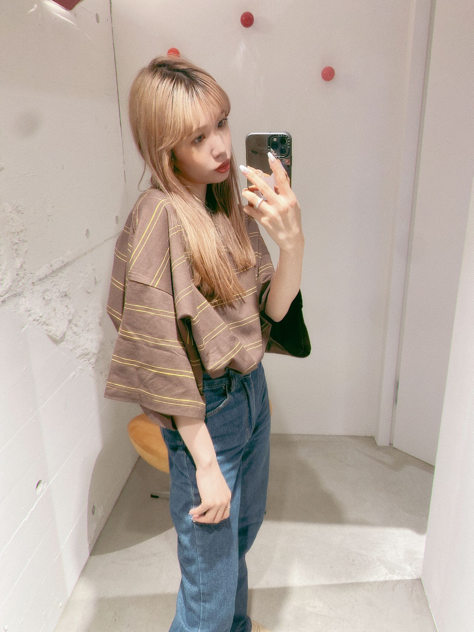 S.F.C 24SS エスエフシー DOUBLE WIDE SIDE STRIPE TEE(SFCSS24CS11)Brown×Yellow