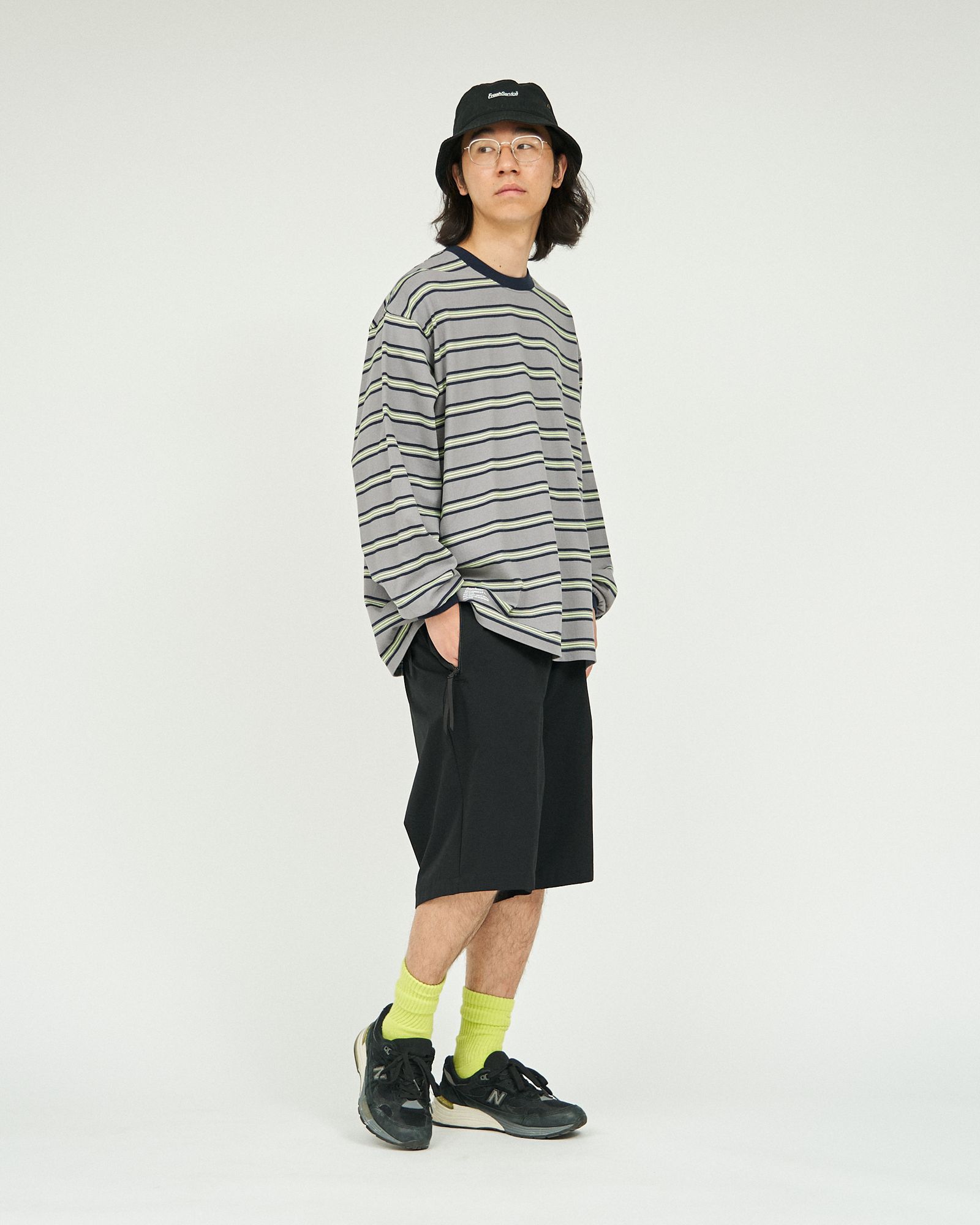 フレッシュサービス MULTI BORDER L/S TEE(FSC251-70120)GRAY