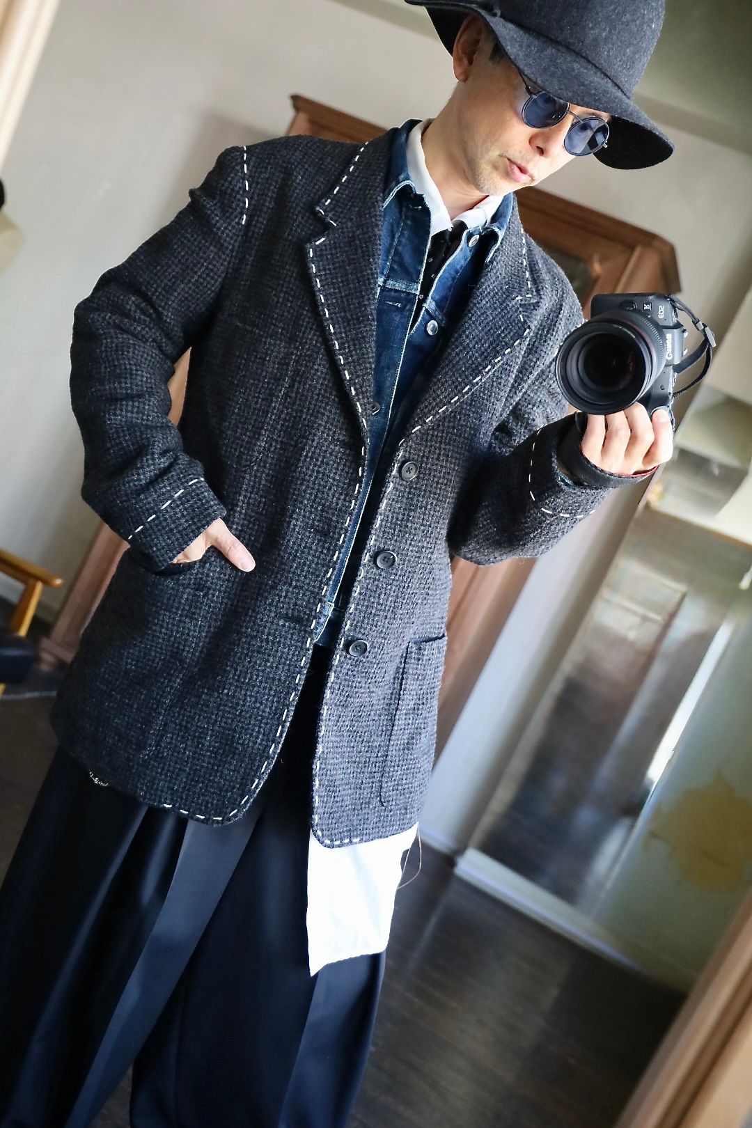 ワイズフォーメンY's for men 25AW HOUNDSTOOTH STITCH JACKET (ML-J13-106)BLACK